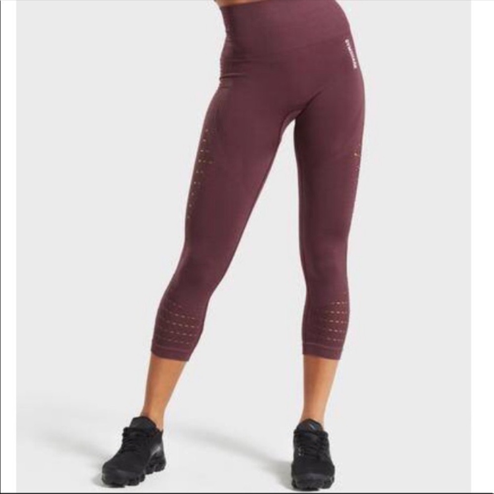 Gymshark Womens  Energy Seamless‎ Cropped Leggings Brown Size XS Yoga Gym